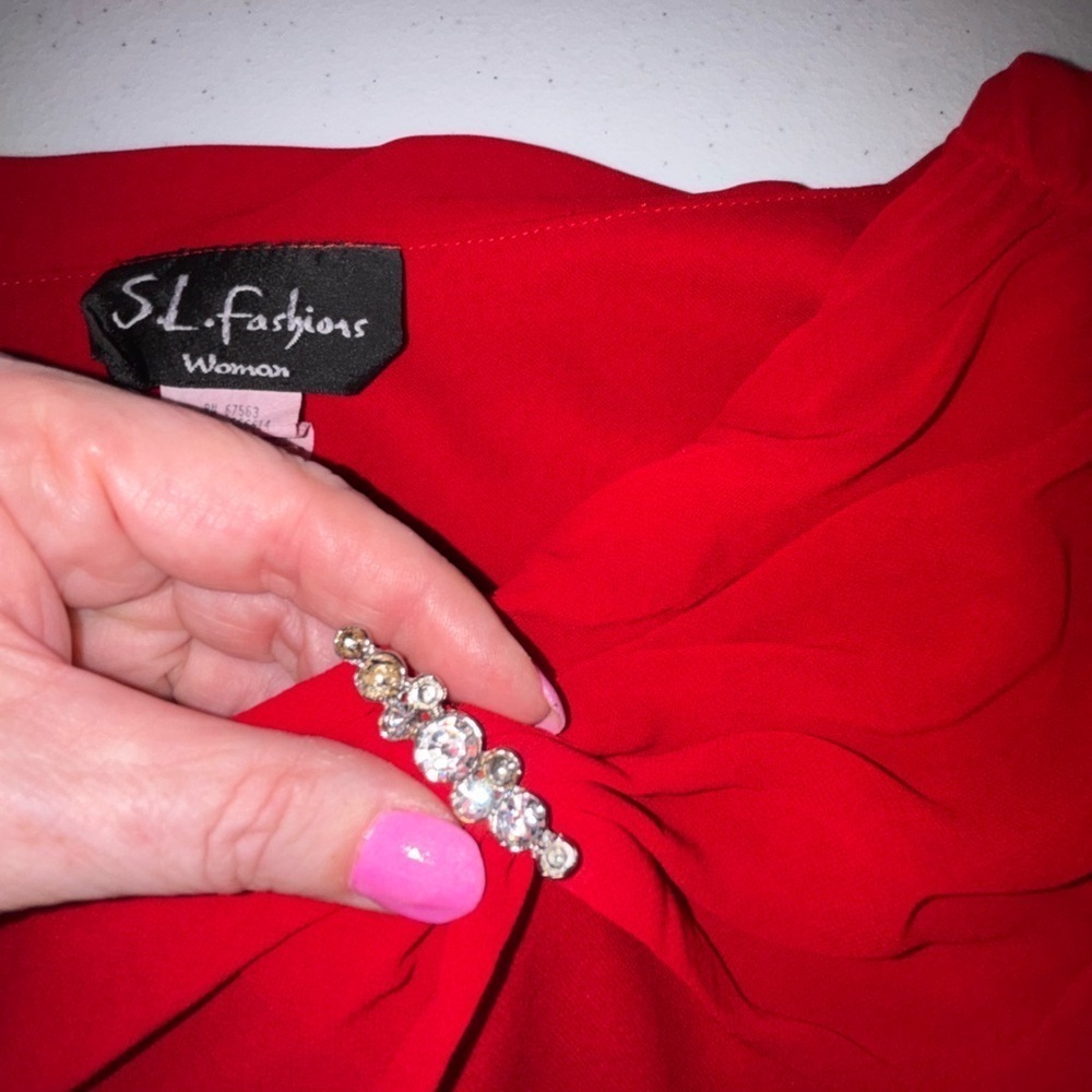 SL Fashions Red Women's Skirt Set - Picture 3 of 16